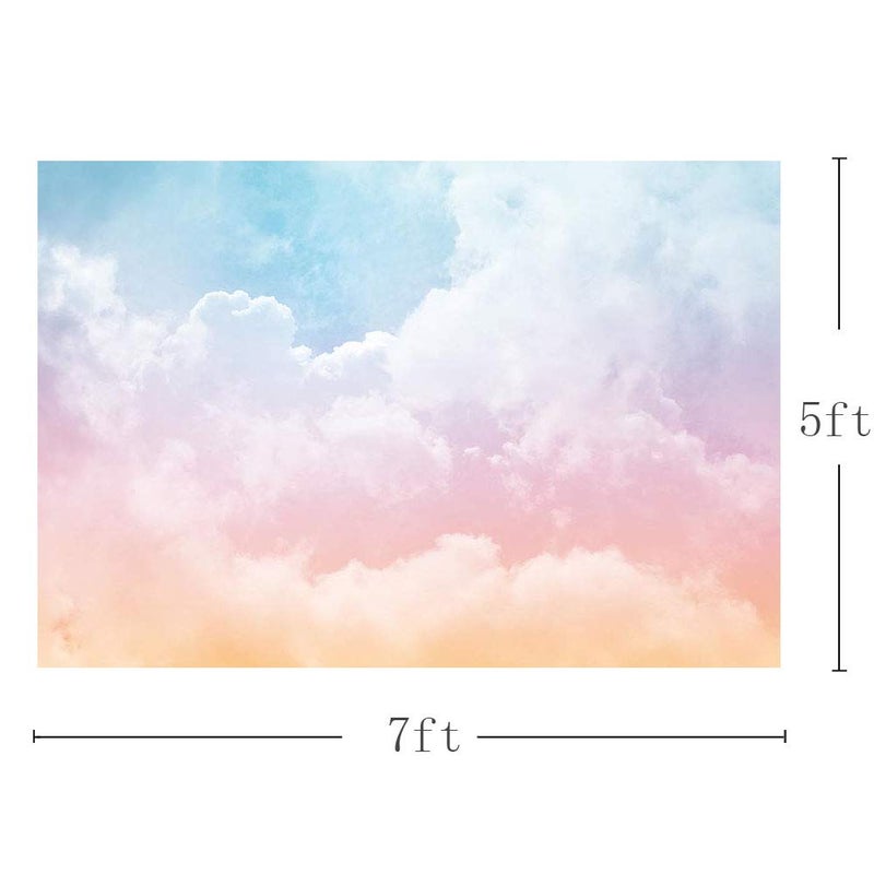 MEHOFOND MEHOFOTO Colorful Cloud Pastel Rainbow Photo Studio Backdrop Portrait Props Kids Birthday Party Decorations Baby Shower Photography Background Banner for Cake Table Supplies 7x5ft - Image 3